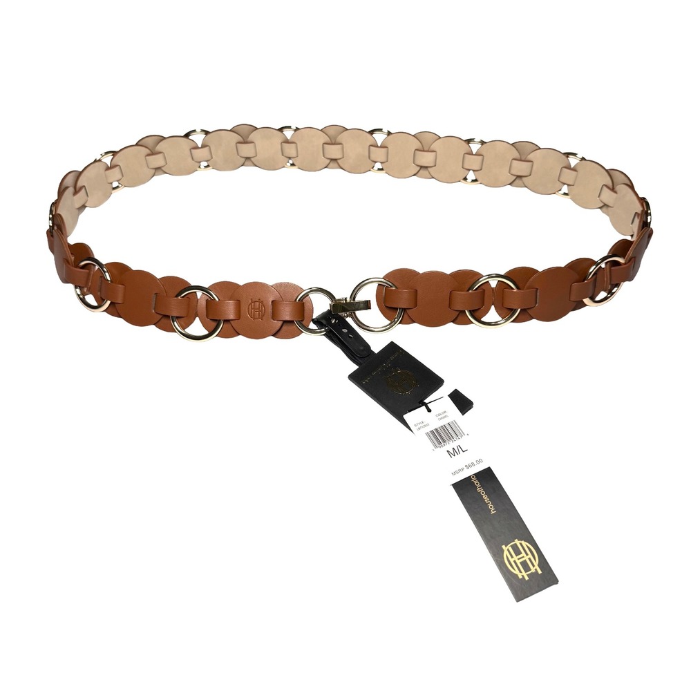 House of Harlow 1960 Caramel Adjustable Disc Link Belt Gold Tone M/L NWT Boho - Picture 7 of 12